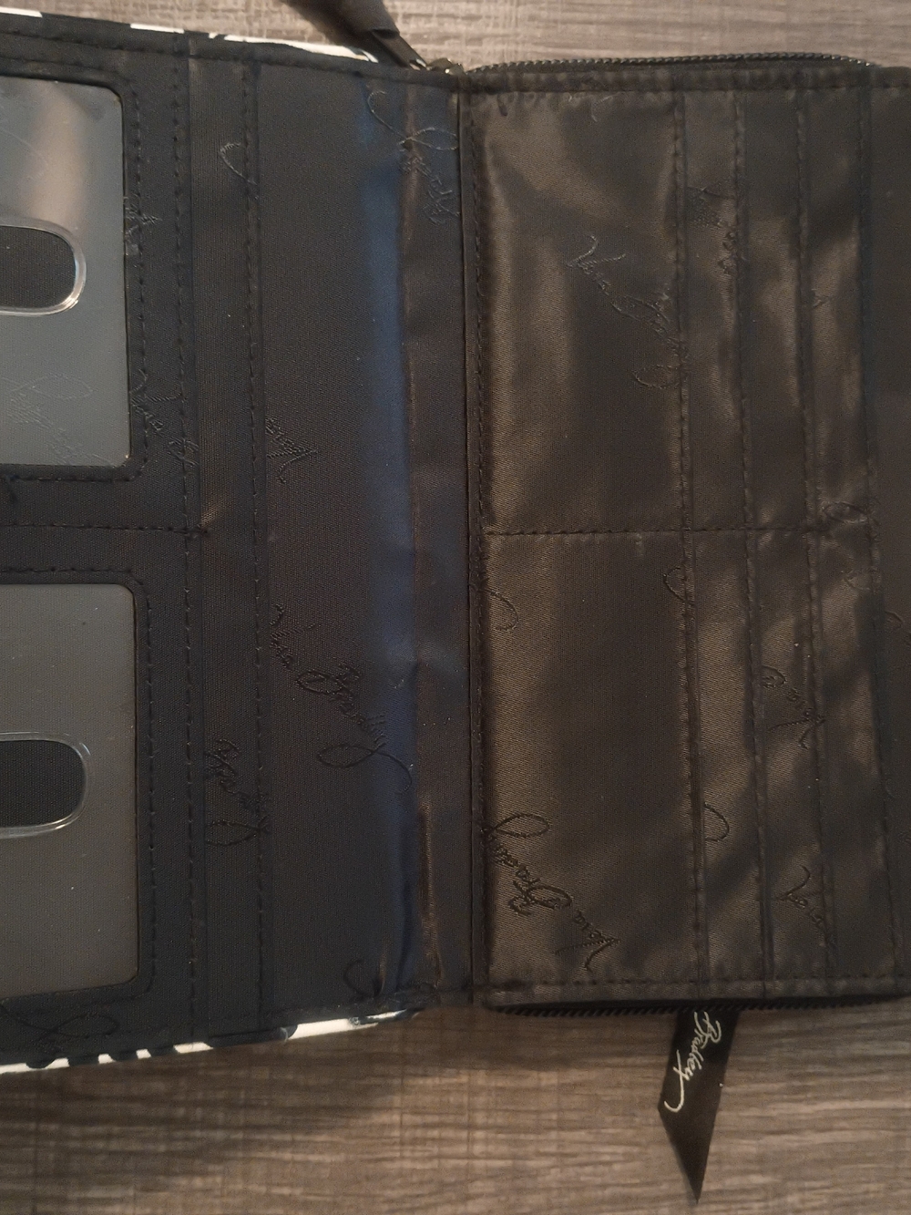 Vera Bradley Black & White Quilted Zip Wallet with Yellow Accents - Picture 3 of 5